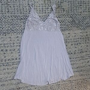 Lace Trim Chemise - Light Gray